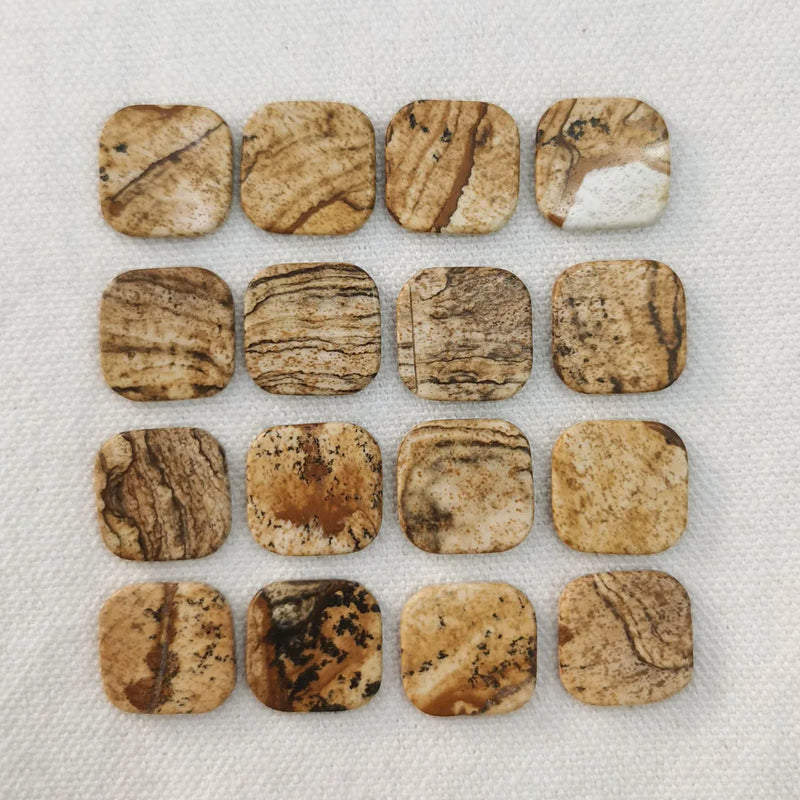 14mm Picture Stone Double Flat Bottom Beads for Jewelry Making 12PC
