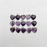 15MM Natural Amethyst Heart Pendant Necklace Earring Charm 24pc