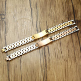 15mm Chunky Mens Bracelet Stainless Steel ID Tag Chain Strap Bracelet