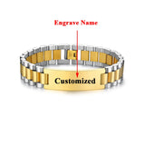 15mm Chunky Mens Bracelet Stainless Steel ID Tag Chain Strap Bracelet