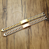 15mm Chunky Mens Bracelet Stainless Steel ID Tag Chain Strap Bracelet