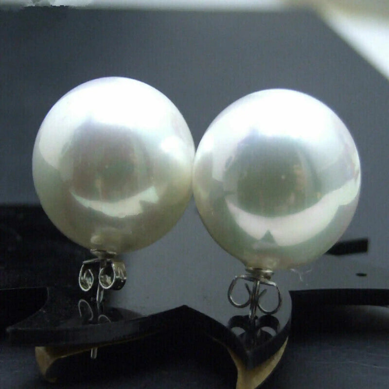 16mm Sea Shell Pearl Silver Earrings Women Aquaculture Easter DIY Christmas