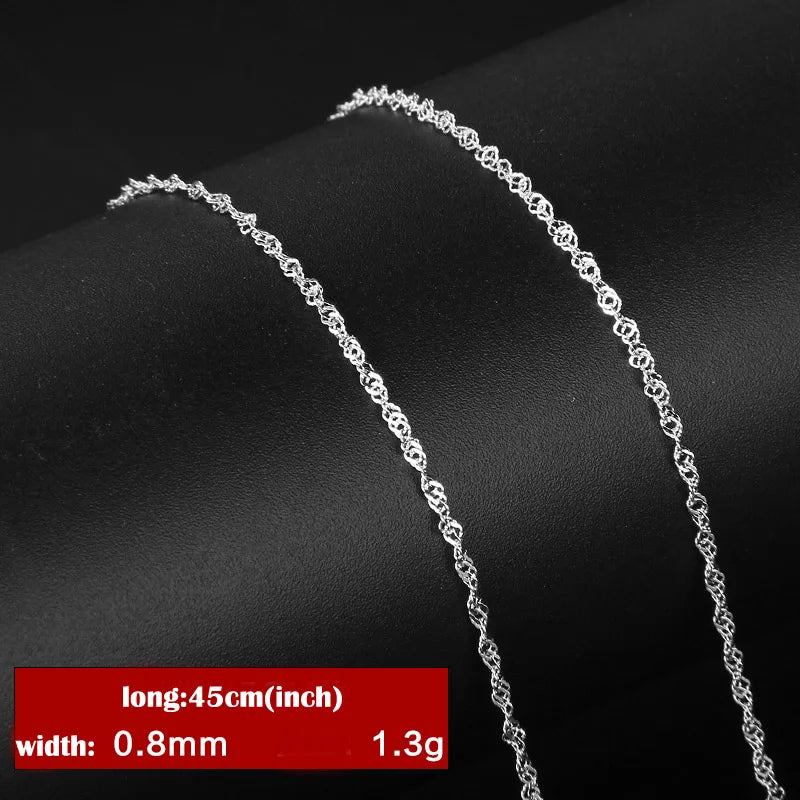 18 Inch Silver Chain Necklace For Women Gift Girl Jewelry