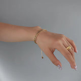 18K Plated Stainless Steel Bracelet High Metal Texture for Women