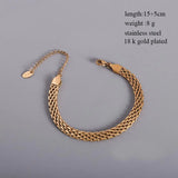 18K Plated Stainless Steel Bracelet High Metal Texture for Women