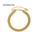 18K Plated Stainless Steel Bracelet High Metal Texture for Women