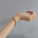 18K Plated Stainless Steel Bracelet High Metal Texture for Women