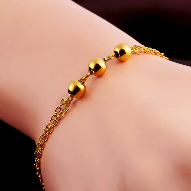 18K Ball Chain Bracelet Wedding Jewelry Not Fade Fine