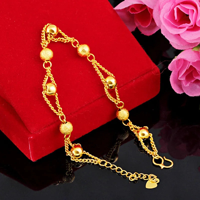 18K Ball Chain Bracelet Classic Wedding Jewelry Gift