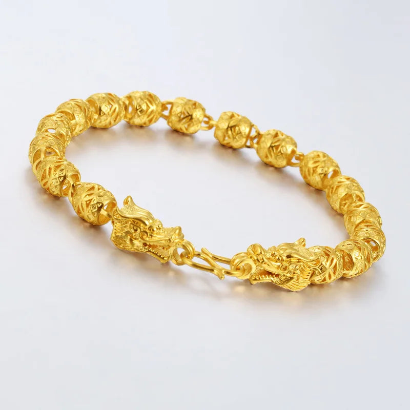 18K Bracelet Men Women Widen Watch Ball Bracelet Jewelry
