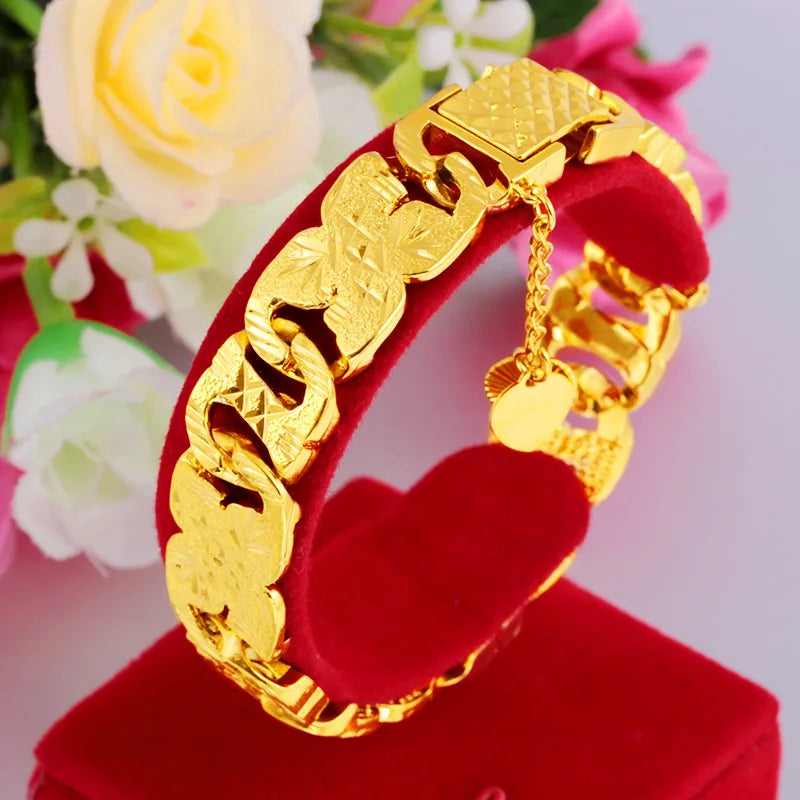 18K Widen Watch Chain Bracelet for Wedding Not Fade Fine Jewelry