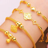 18K Little Bell Lady Bracelet 999 Bangle Wedding Not Fade