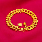 18K Wide Aggressive Watch Chain 999 Wedding Engagement Bracelet for Women Men