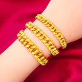 18K Wide Aggressive Watch Chain 999 Wedding Engagement Bracelet for Women Men