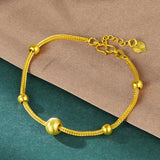 18K Small Golden Bead Snake Bone 999 Bracelets Bangle
