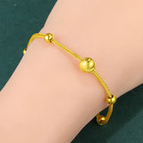 18K Small Golden Bead Snake Bone 999 Bracelets Bangle