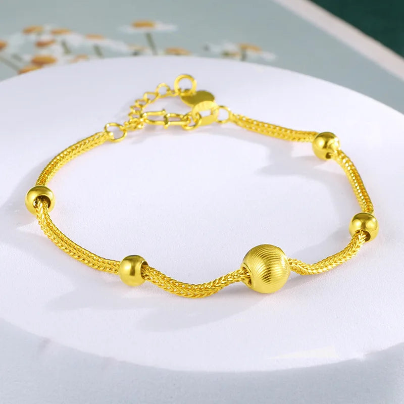 18K Small Golden Bead Snake Bone 999 Bracelets Bangle