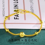 18K Small Golden Bead Snake Bone 999 Bracelets Bangle