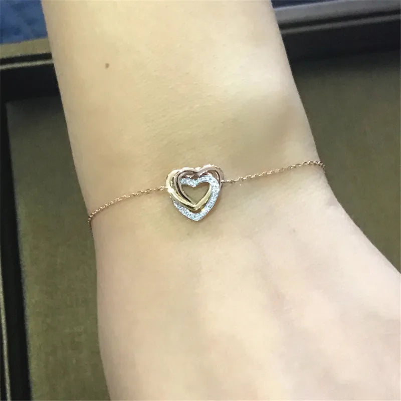 Heart Diamond Bracelet 925 Sterling Silver Bridal jewelry