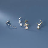 18K Plated Zircon Sweet Stud Earrings 925 Sterling Silver