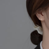 18K Plated Zircon Sweet Stud Earrings 925 Sterling Silver