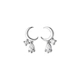 18K Plated Zircon Sweet Stud Earrings 925 Sterling Silver