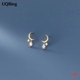 18K Plated Zircon Sweet Stud Earrings 925 Sterling Silver