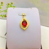 18K Yellow Chain Emerald Pendant Necklace for Women