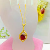 18K Yellow Chain Emerald Pendant Necklace for Women