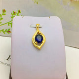 18K Yellow Chain Emerald Pendant Necklace for Women