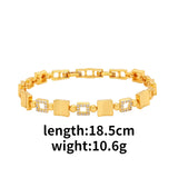 18K Golds Geometric Square Bracelet Women Wedding Chain Bracelet Bangle