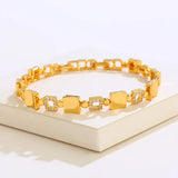 18K Golds Geometric Square Bracelet Women Wedding Chain Bracelet Bangle