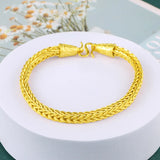 18K Gold Snake Bone Chain Bracelet Women Wedding Bangle