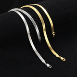 18k 4mm Blade Necklace Snake Bone Chain Men Women Jewelry