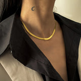 18k 4mm Blade Necklace Snake Bone Chain Men Women Jewelry