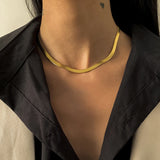 18k 4mm Blade Necklace Snake Bone Chain Men Women Jewelry