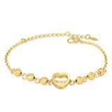 18k Yellow Bead Bracelet Heart Shape Wedding Engagement Fine Jewelry