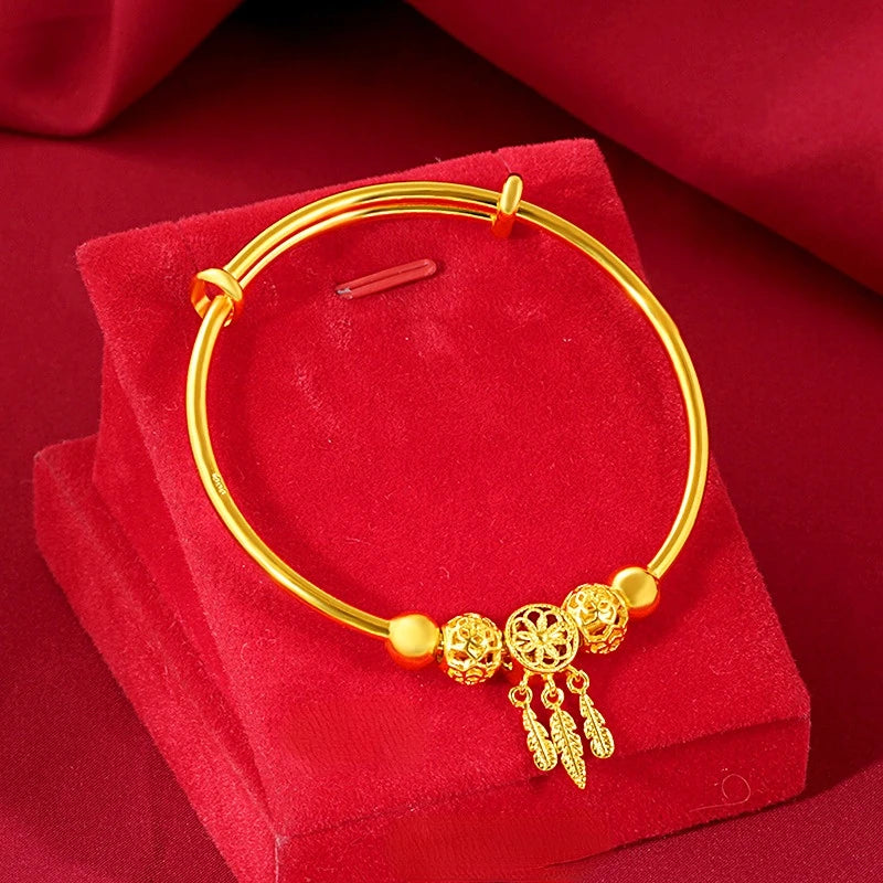 18k Yellow Bracelet Women Hand Chain Bangle Party Birthday Wedding Jewelry