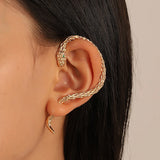 Rhinestone Butterfly Snake Ear Clips Silver Ear Cuff Earrings