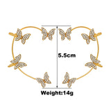 Rhinestone Butterfly Snake Ear Clips Silver Ear Cuff Earrings
