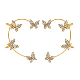 Rhinestone Butterfly Snake Ear Clips Silver Ear Cuff Earrings