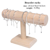 Wood Bracelet Chain Watch Holder T bar Rack Jewelry Display Organizer Stand