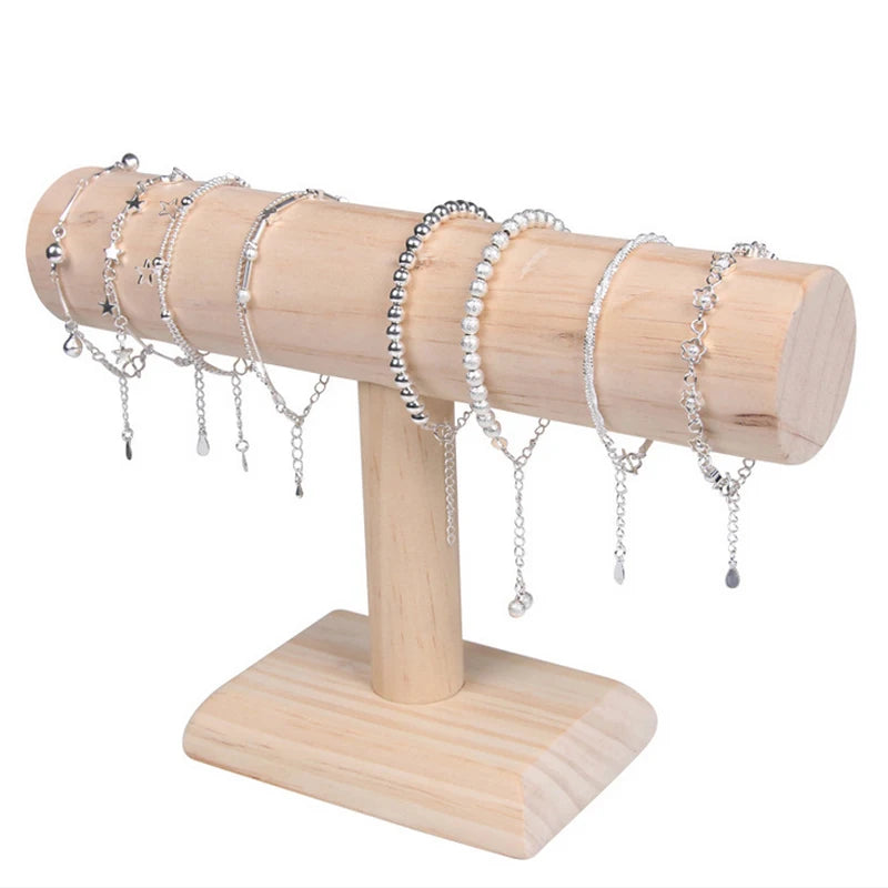 Wood Bracelet Chain Watch Holder T bar Rack Jewelry Display Organizer Stand