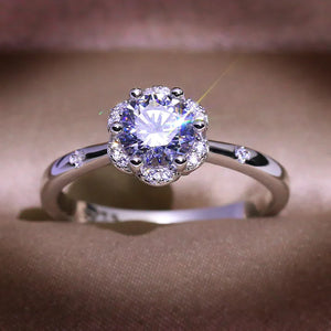 1ct Female Finger Rings 925 Sterling Plata Flower Heart Arrow Zircon Rings