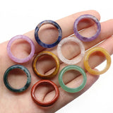 Natural Crystal Stone Ring Charm Round Amethyst Finger Ring for Women High Party