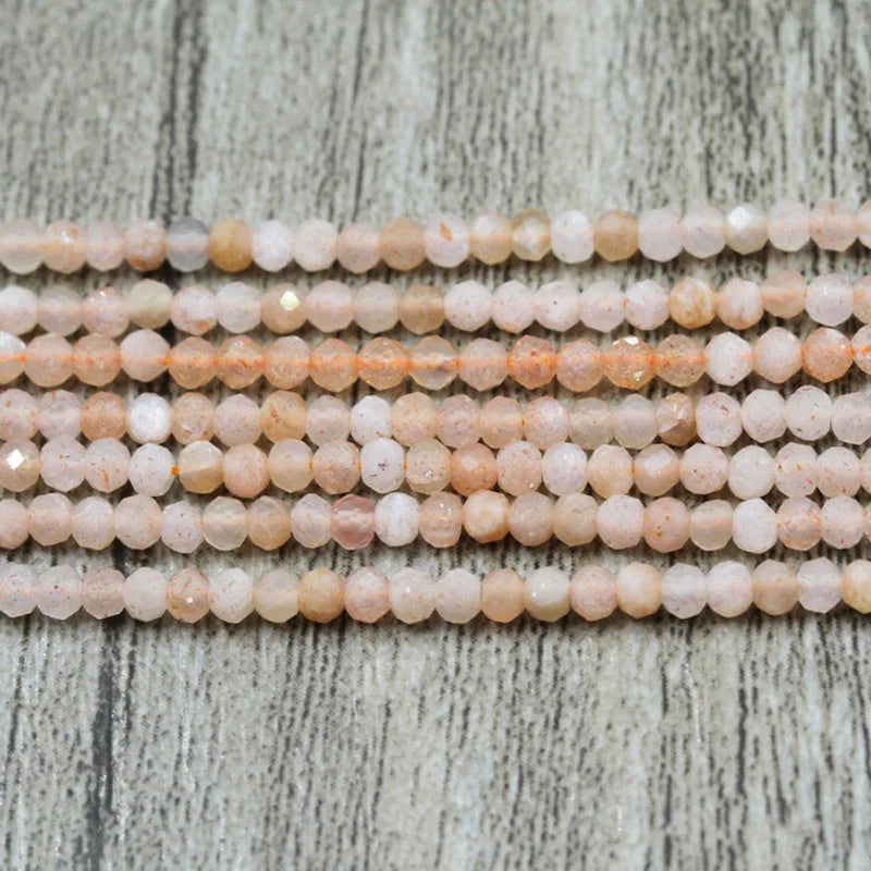 2/3 mm Faceted Moonstone Spacer Beads for Jewelry Making