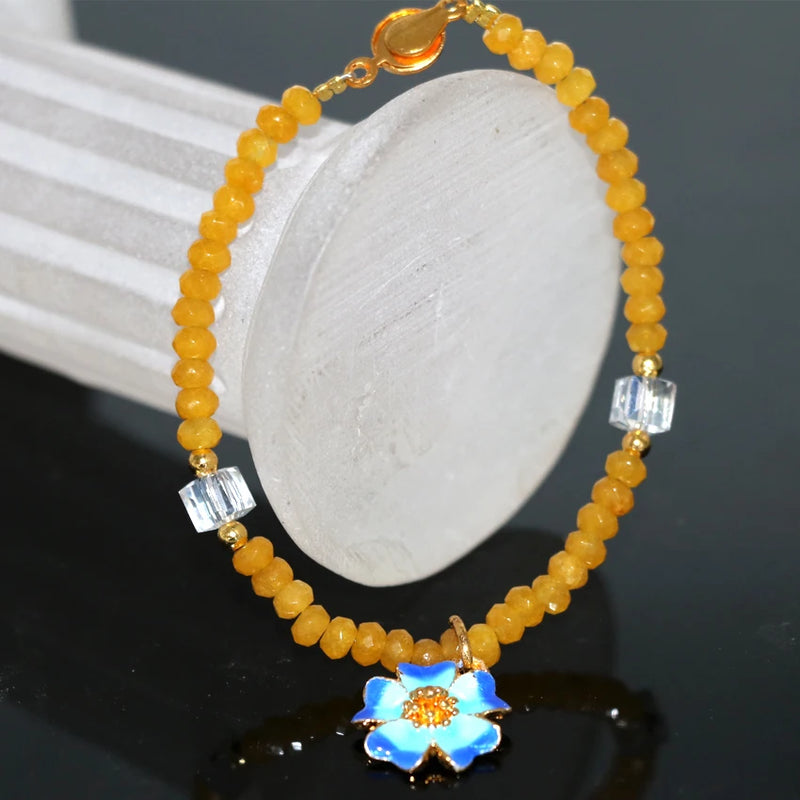 Yellow Chalcedony Jades Abacus Bracelet Cloisonne Hot Diy Jewelry