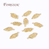 2 18K Plated Metal Leaf Shape Pendants for Necklace Making