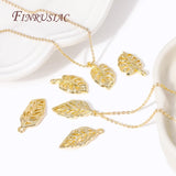 2 18K Plated Metal Leaf Shape Pendants for Necklace Making