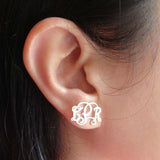 Stainless Steel Monogram Initials Stud Earrings for Women
